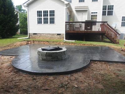 Stamped concrete patio overview in Herndon, VA