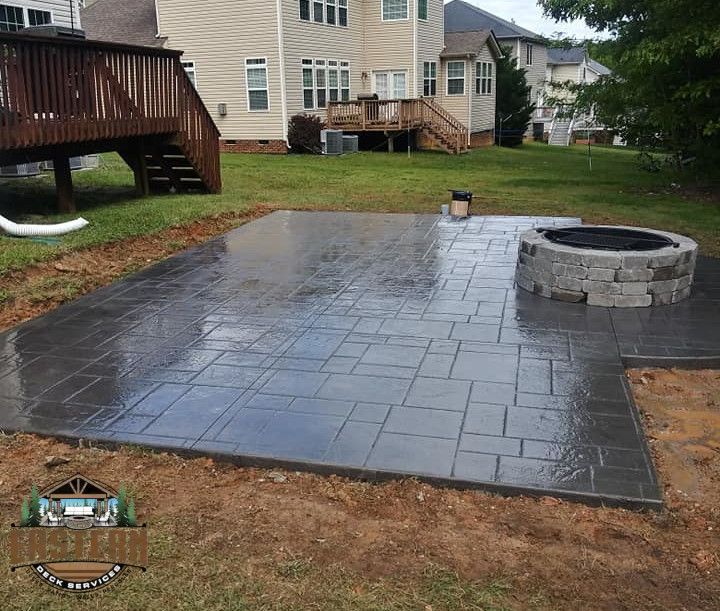 Stamped concrete patio installation in Ashburn, VA