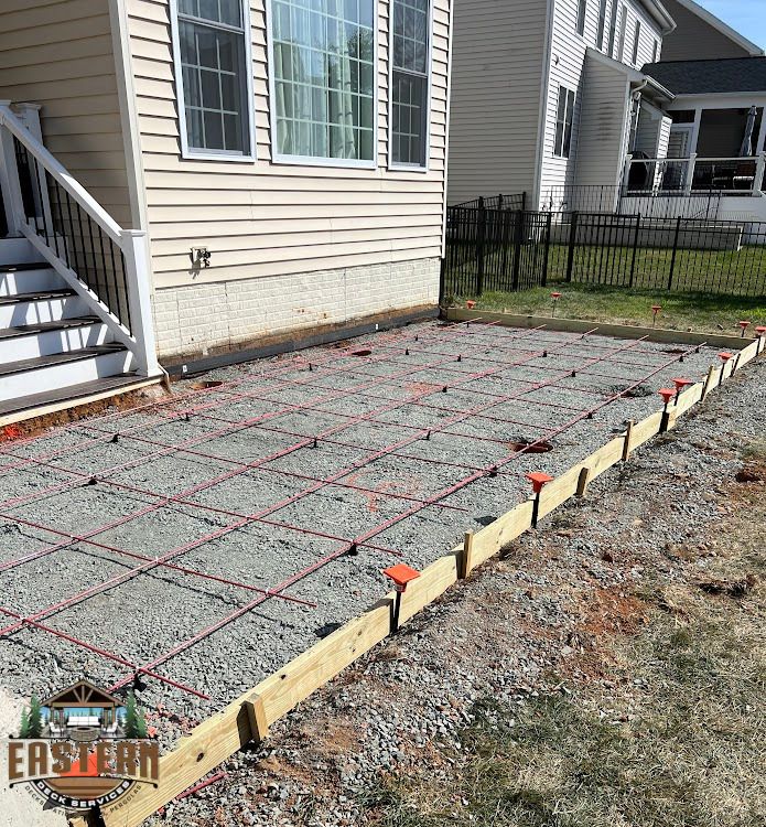 Brush finish concrete patio in Reston, VA