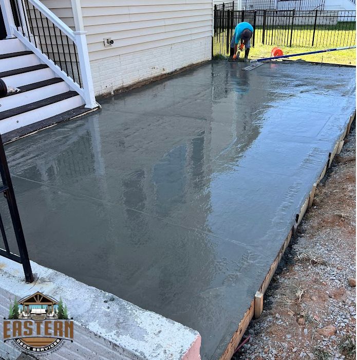 Reston brush finish concrete patio project in VA