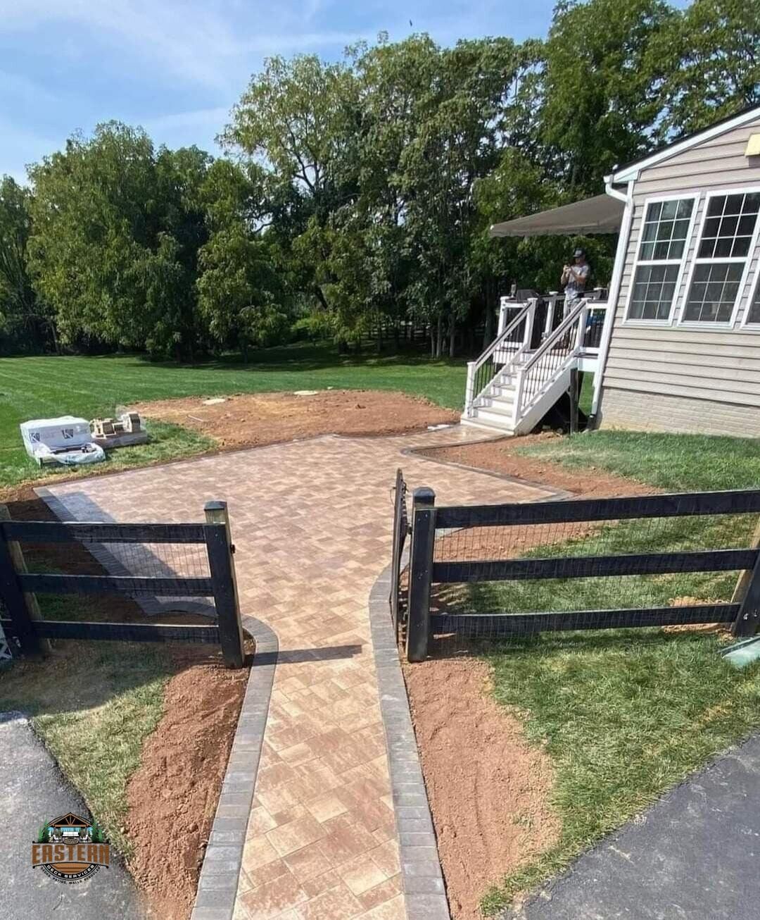 Paver walkway with landing installation in Reston, VA