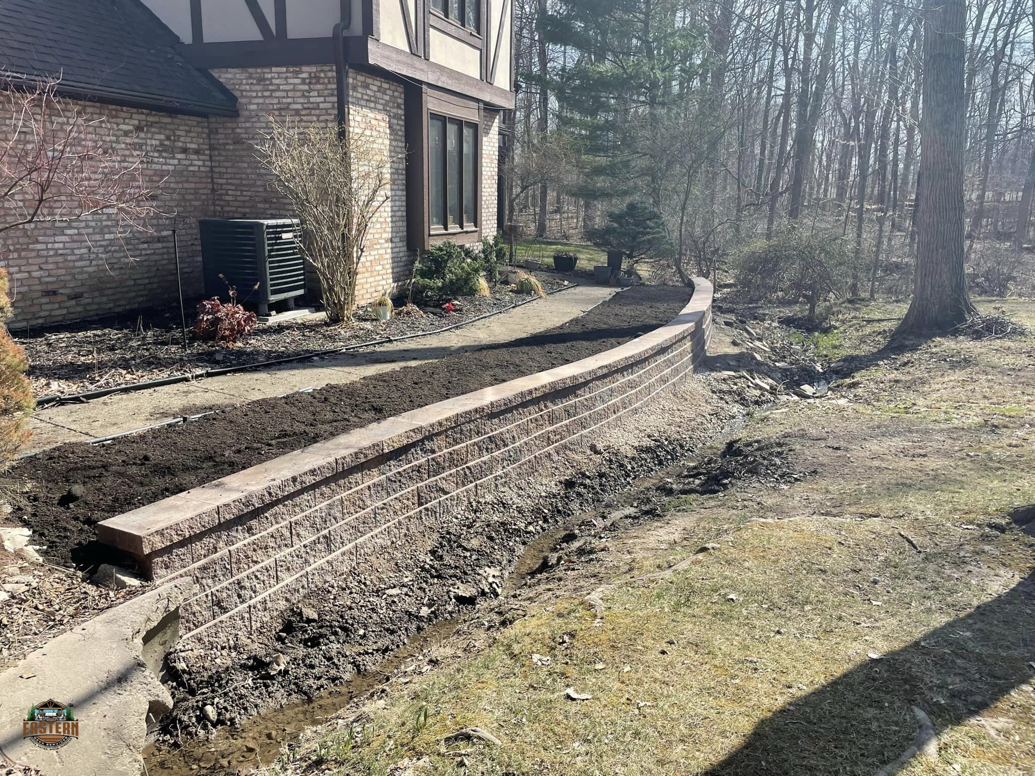 Retaining wall with paver installation in Leesburg, VA