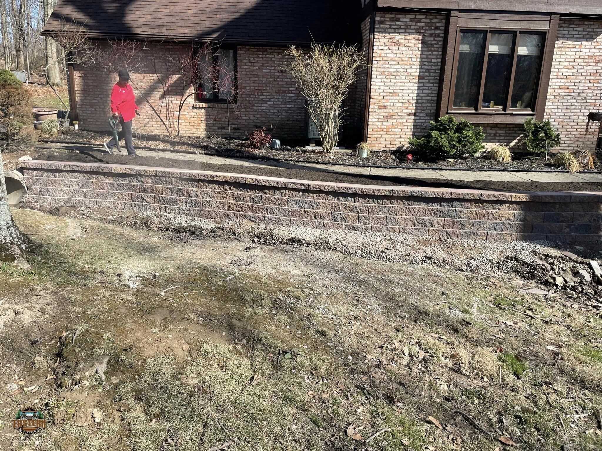 Second retaining wall with paver patio in Leesburg, VA