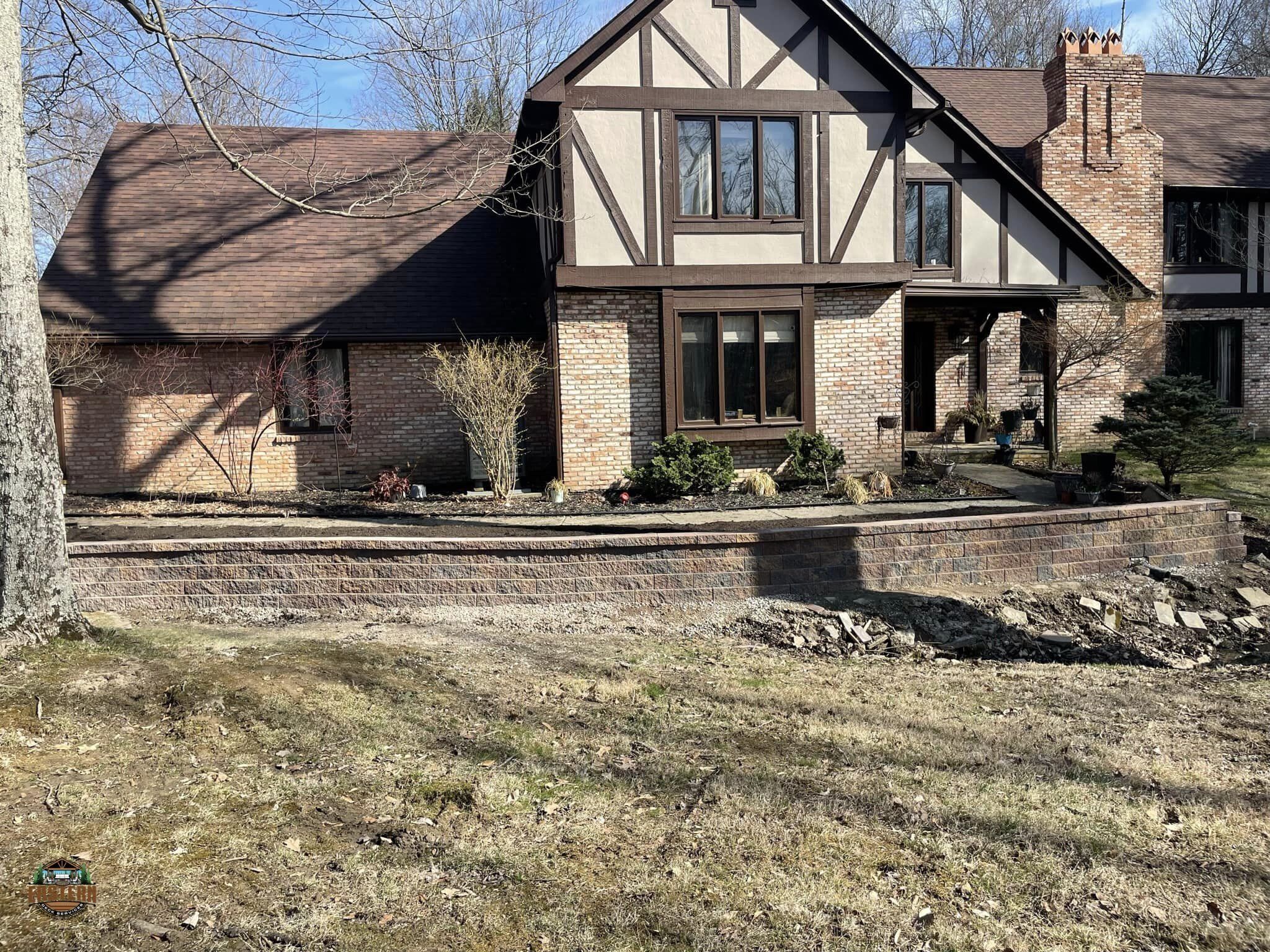 Retaining wall construction with pavers in Leesburg, VA